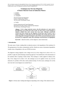 Techniques for On-Line Diagnosis of Stator Shorted Turns in