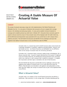 Creating A Usable Measure Of Actuarial Value