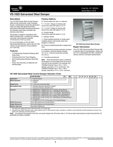 VD-1620 Galvanized Steel Damper Catalog Page