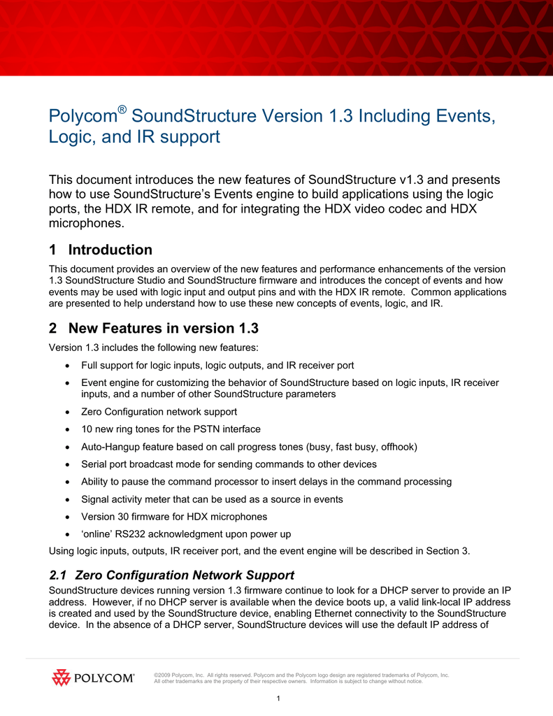 Polycom Soundstructure Version 1 3 Including Events Logic And Ir