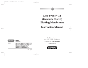 Instruction Manual, Zeta-Probe GT Membrane - Bio-Rad