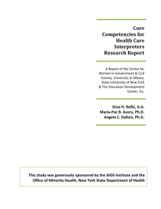 Core Competencies for Health Care Interpreters Research Report