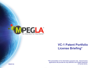 VC-1 Patent Portfolio License Briefing