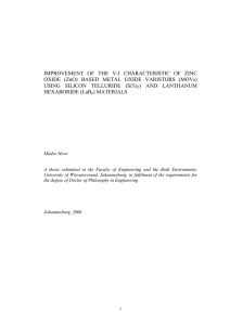 IMPROVEMENT OF THE V-I CHARACTERISTIC OF ZINC OXIDE