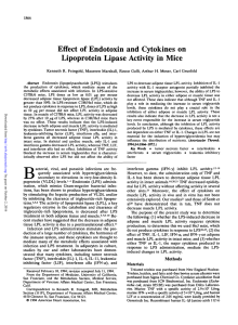 Effect of Endotoxin and Cytokines on Lipoprotein Lipase Activity in
