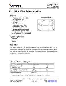 8 – 11 GHz 1 Watt Power Amplifier