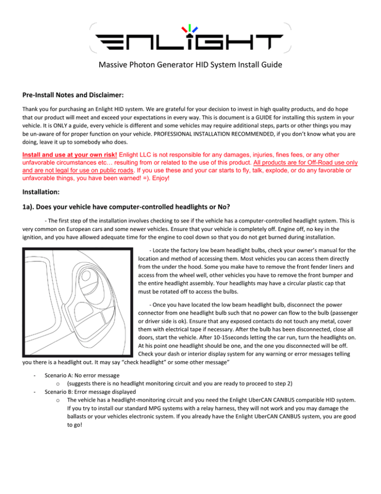 Enlight Hid System Installation Guide