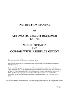 INSTRUCTION MANUAL AUTOMATIC CIRCUIT RECLOSER TEST