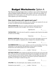 Budget worksheets