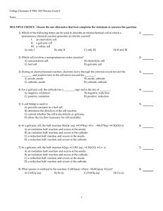 College Chemistry II PHS 1035 Practice Exam 4