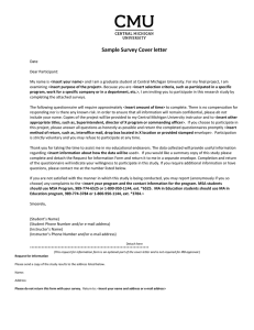Sample Survey Cover letter - Central Michigan University