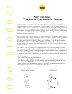 Yale Introduces OT Option for 7100 Series Exit Devices