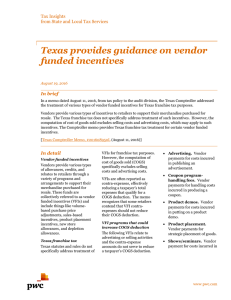 Texas provides guidance on vendor funded incentives