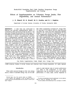 Effects of Supplementation on Voluntary Forage Intake, Diet