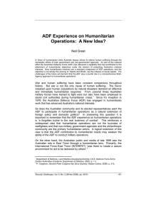 ADF Experience on Humanitarian Operations