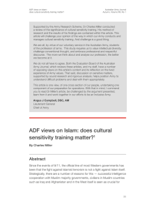 ADF views on Islam: does cultural sensitivity