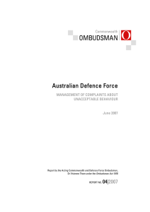 Australian Defence Force—Management of complaints about