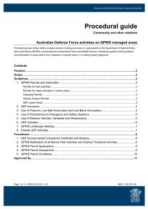 Australian Defence Force activities on QPWS managed areas