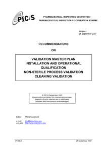 validation master plan installation and operational