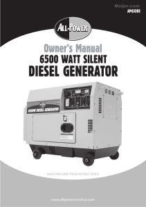 Owner`s Manual 6500 WATT SILENT DIESEL GENERATOR