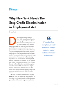 Why New York Needs The Stop Credit Discrimination in