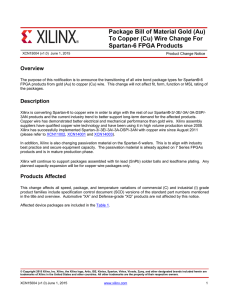 Xilinx XCN15004 - Package Bill of Material Gold (Au) To Copper (Cu
