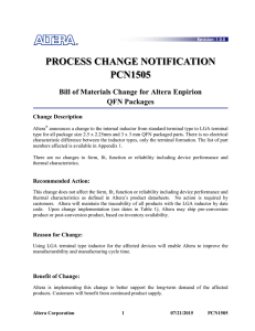 PCN1505: Bill of Materials Change for Altera Enpirion QFN Packages