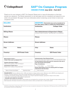 SAT On-Campus Order Form