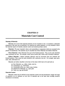 Chapter 13 Materials Cost Control