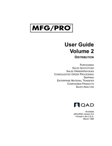 MFG/PRO 9.0 User Guide Volume 2: Distribution