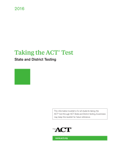 Taking the ACT - Colorado Department of Education