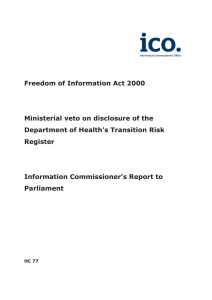 Freedom of Information Act 2000 Ministerial veto on disclosure