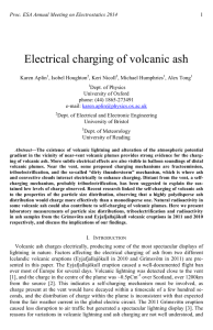 Electrical charging of volcanic ash