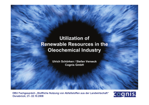 Utilization of Renewable Resources in the Oleochemical