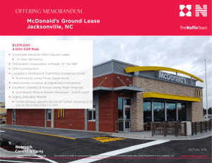 McDonald`s Ground Lease Jacksonville, NC