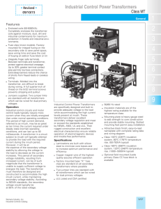 Industrial Control Power Transformers