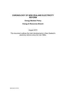 Chronology of New Zealand Electricity Reform