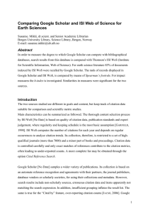 Comparing Google Scholar and ISI Web of Science for Earth