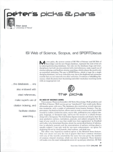 I ISI Web of Science. Scopus, and SPORTDiscus