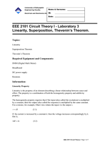 EEE 2101 Circuit Theory I - Laboratory 3 Linearity, Superposition