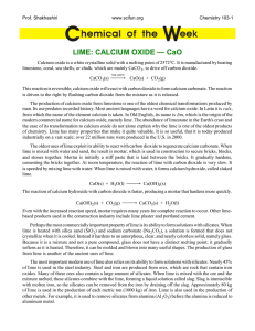 LIME: Calcium Oxide CaO