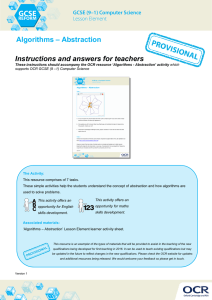 OCR GCSE (9-1) Computer Science, Algorithms – Abstraction