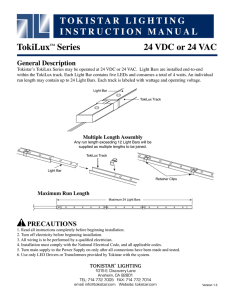 TokiLuxTM Series 24 VDC or 24 VAC TOKISTAR LIGHTING