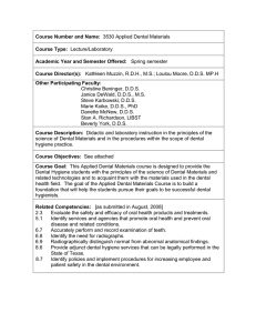 Course Number and Name: 3530 Applied Dental Materials Course