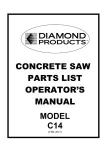 concrete saw parts list operator`s manual
