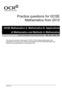 Practice questions for GCSE Mathematics from 2010