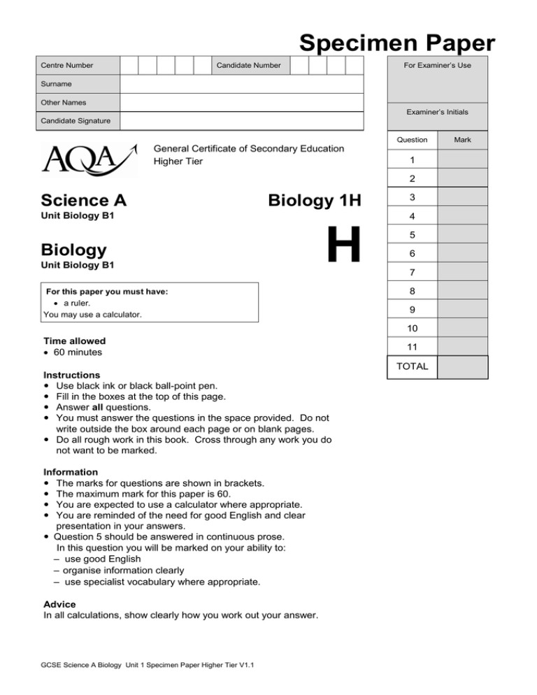 higher biology essay questions unit 1