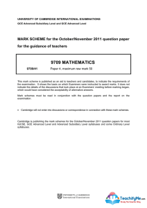 9709 November 2011 Paper 41 Mark Scheme