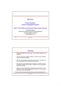 EECE251 Circuit Analysis I Lecture Integrated Program Set 5: First