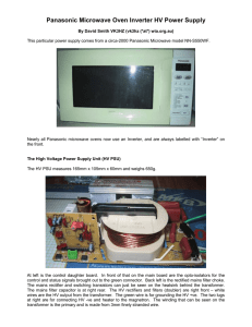 Panasonic Microwave Oven Inverter HV Power Supply